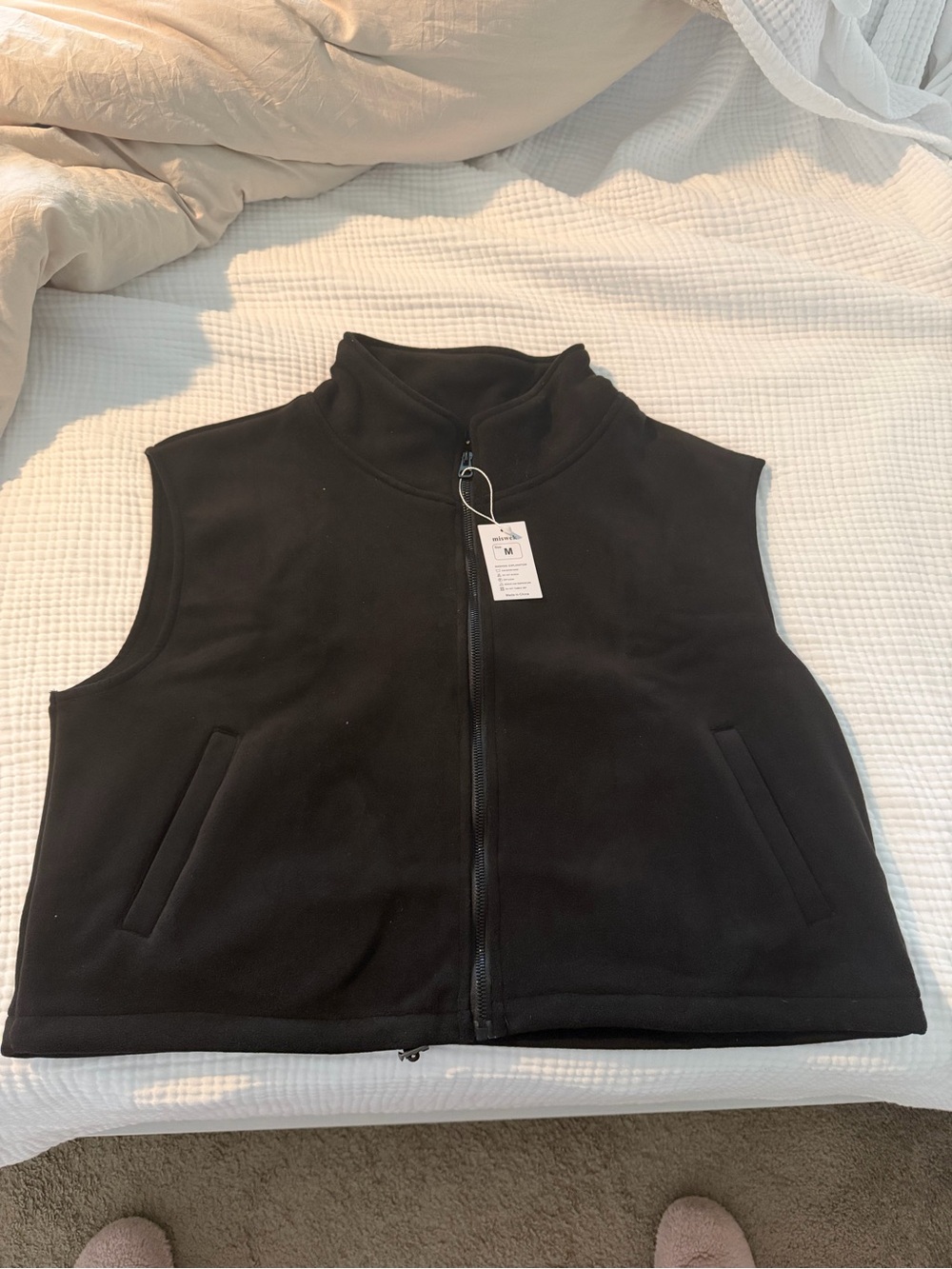 Classic Black Fleece Zip Vest